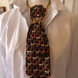 Necktie Horse Pattern Tie with brooch